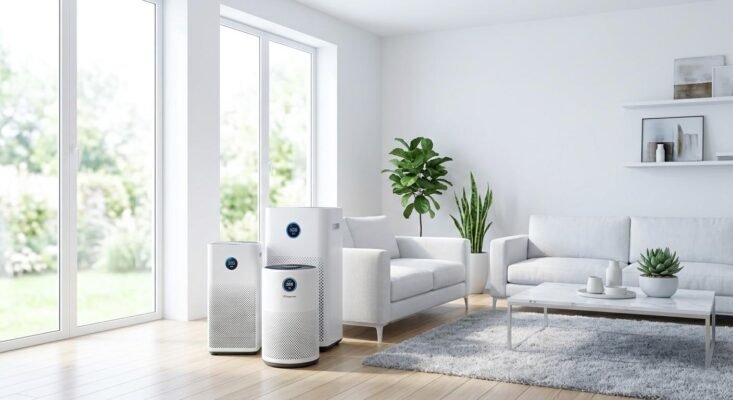 Máy lọc không khí đặt trong phòng khách