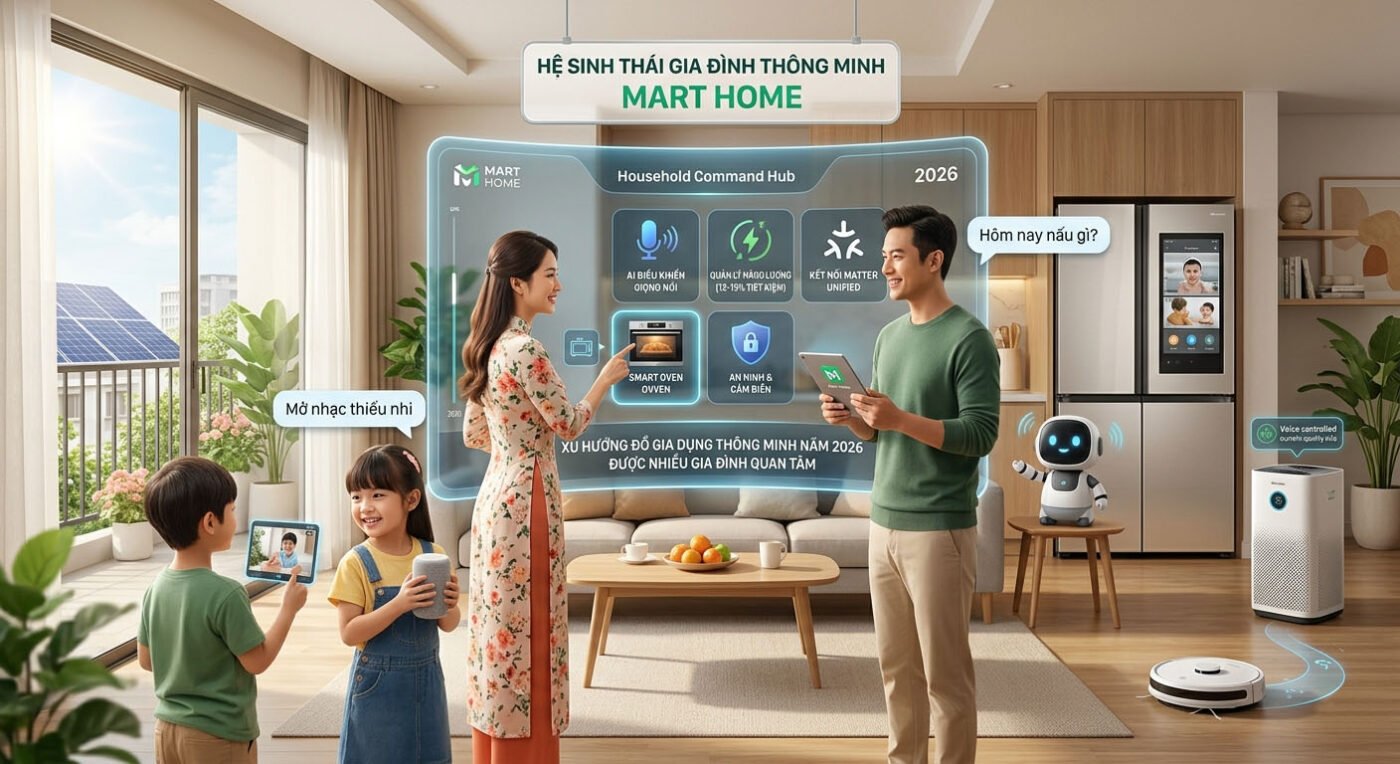 Xu hướng đồ gia dụng thông minh năm 2026 cho gia đình hiện đại