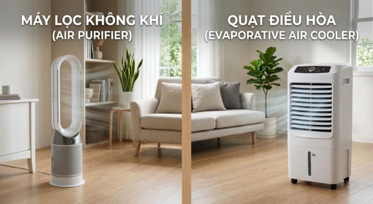 Máy lọc không khí và quạt điều hòa trong gia đình